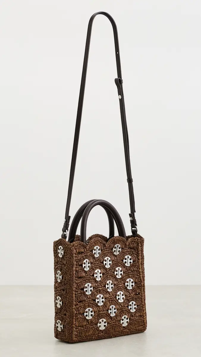 Rabanne Small Raffia Tote Bag With Signature 1969 Discs | Thumbnail 4 Rabanne Small Raffia Tote Bag With Signature 1969 Discs | Thumbnail 4