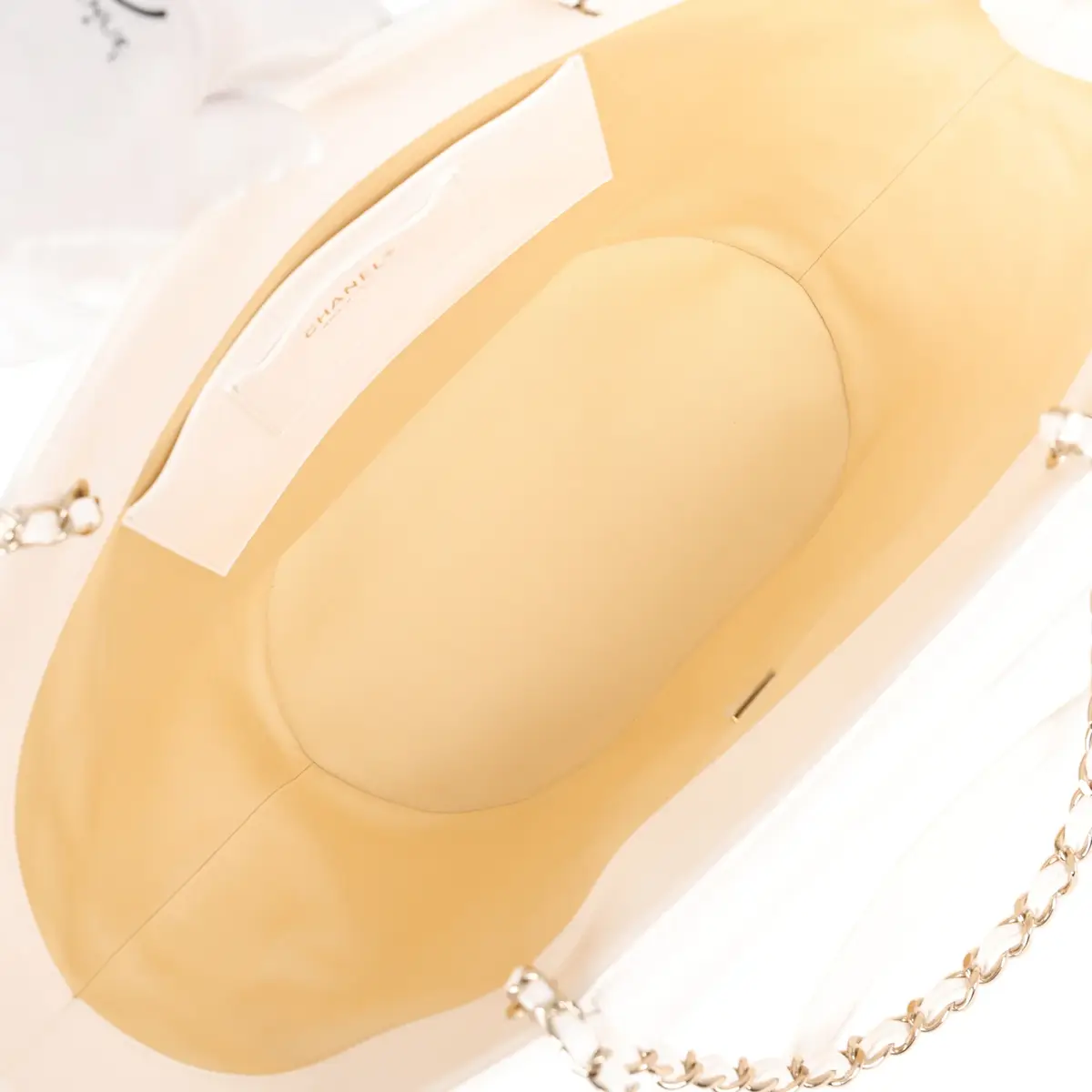 Chanel Chanel Large Shopping Tote Bag Light Beige Raffia, White Lambskin Light Gold Hardware | Thumbnail 10 Chanel Chanel Large Shopping Tote Bag Light Beige Raffia, White Lambskin Light Gold Hardware | Thumbnail 10