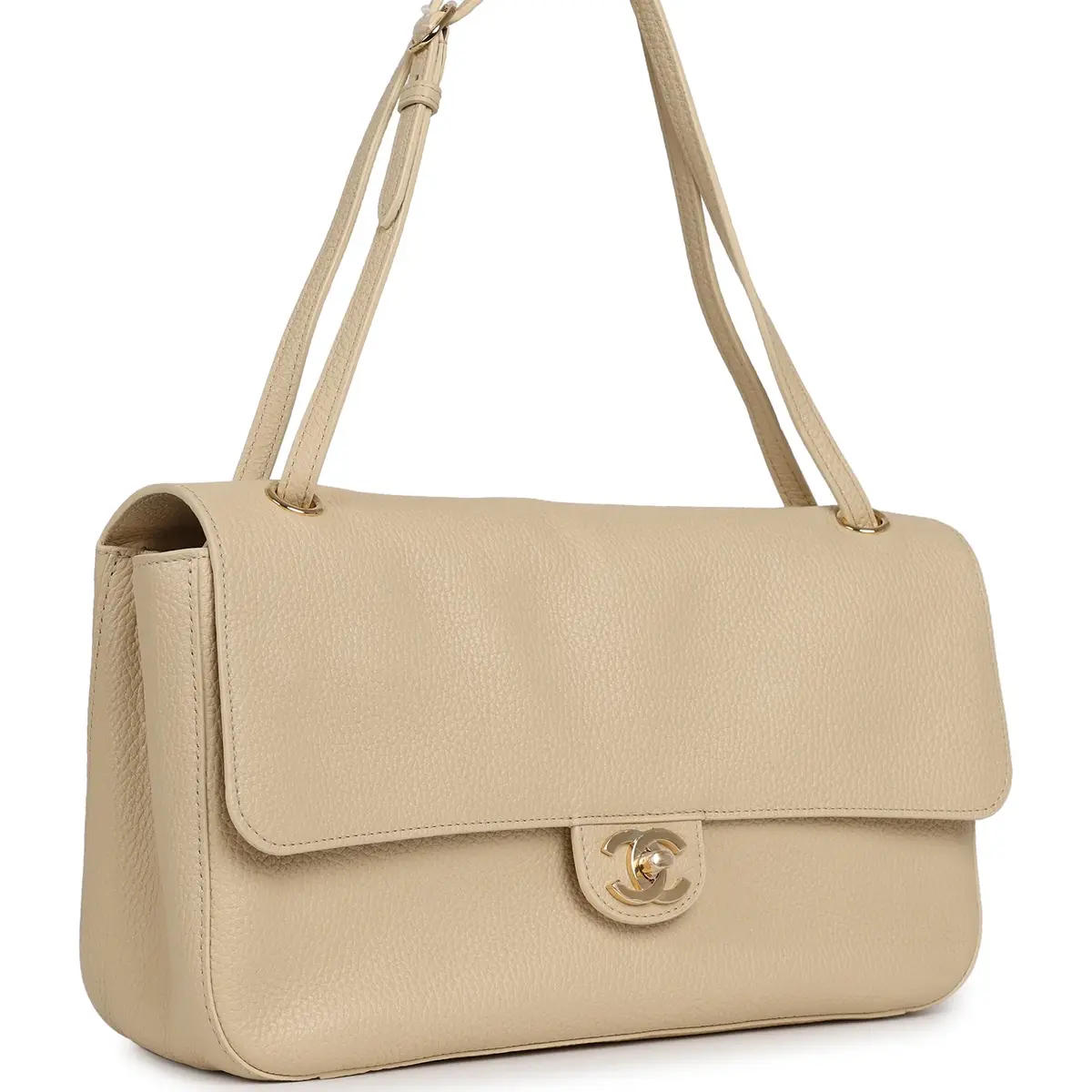 Chanel Chanel Maxi "Souplissimo" Small Flap Bag Light Beige Grained Calfskin Gold Hardware | Thumbnail 2 Chanel Chanel Maxi "Souplissimo" Small Flap Bag Light Beige Grained Calfskin Gold Hardware | Thumbnail 2