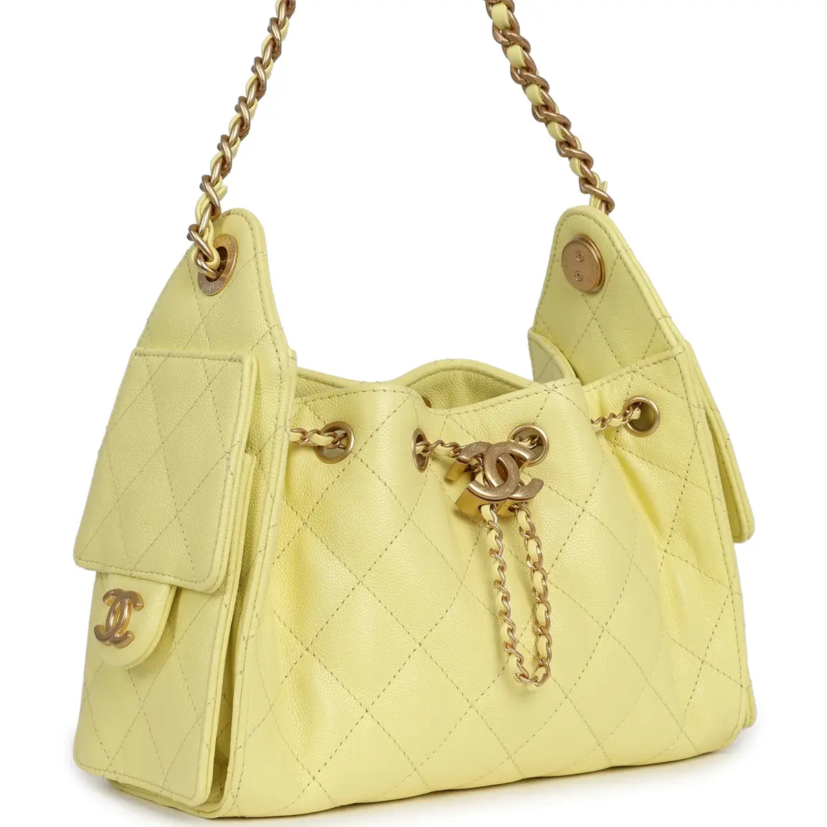 Chanel Chanel Mini 25 Hobo Bag Light Yellow Caviar Antique Gold Hardware | Thumbnail 2 Chanel Chanel Mini 25 Hobo Bag Light Yellow Caviar Antique Gold Hardware | Thumbnail 2