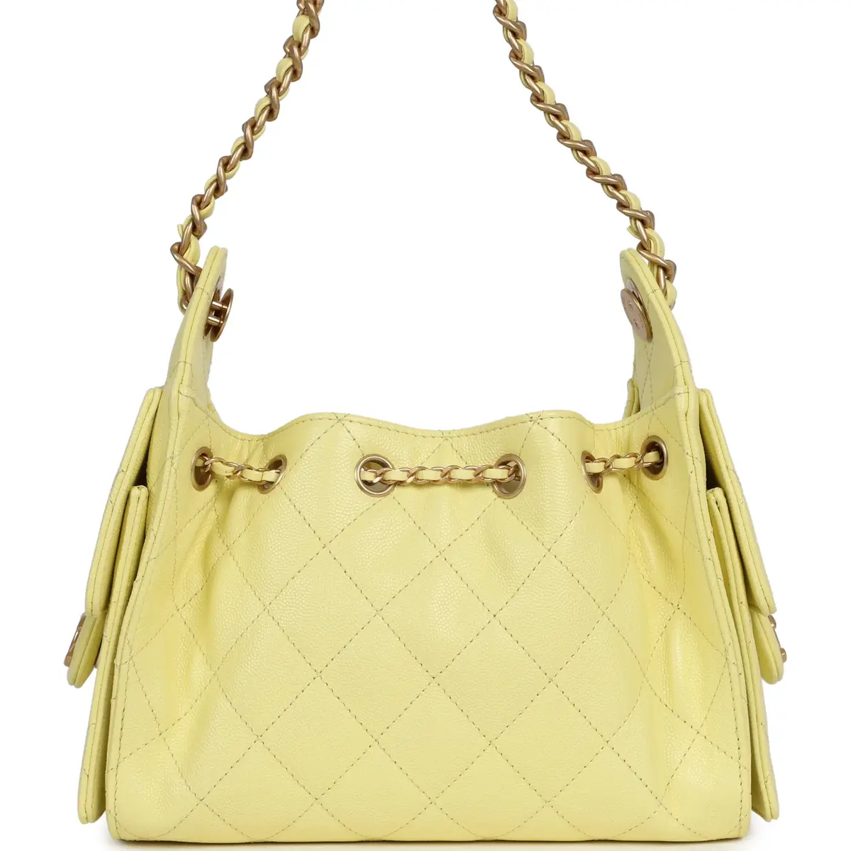 Chanel Chanel Mini 25 Hobo Bag Light Yellow Caviar Antique Gold Hardware | Thumbnail 4 Chanel Chanel Mini 25 Hobo Bag Light Yellow Caviar Antique Gold Hardware | Thumbnail 4