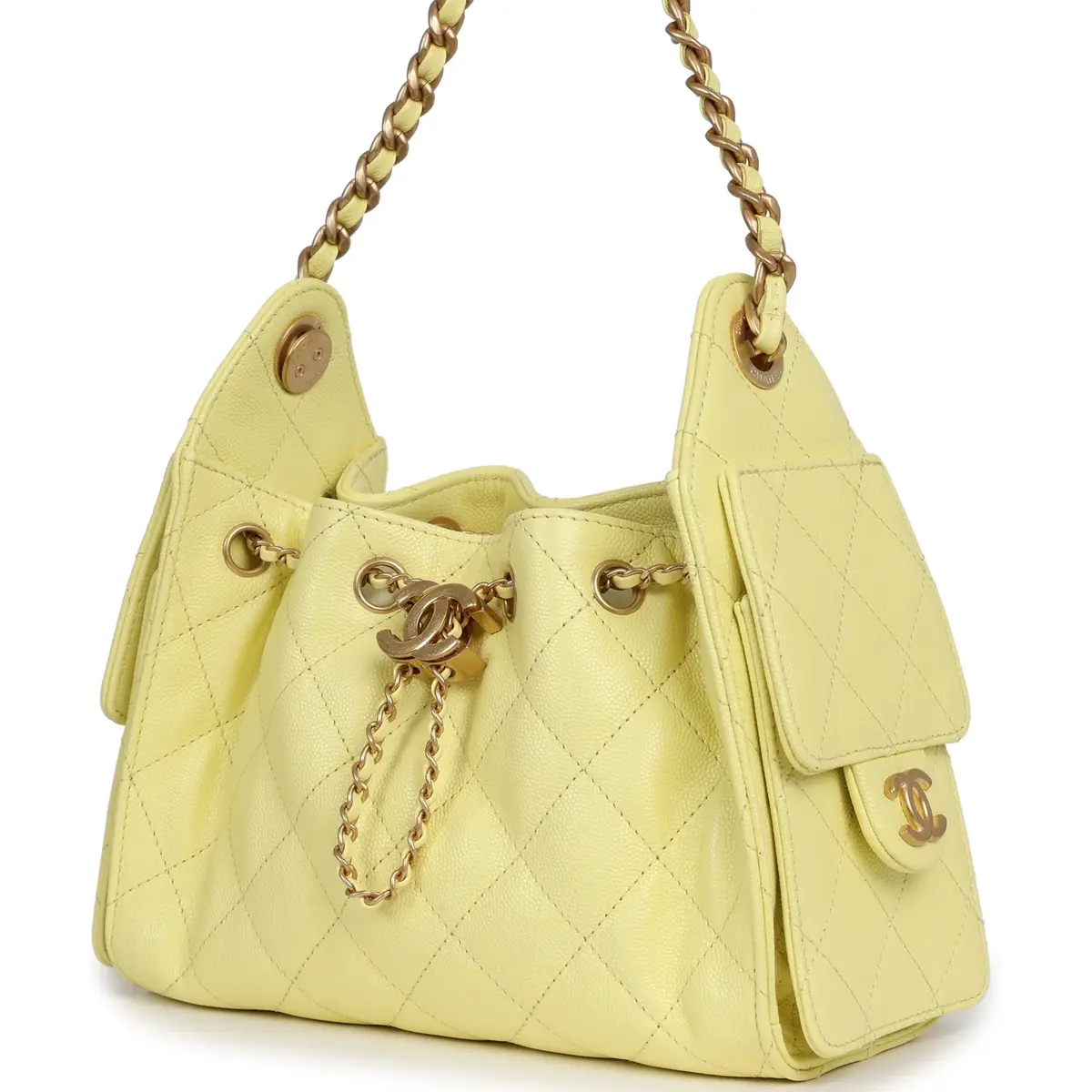 Chanel Chanel Mini 25 Hobo Bag Light Yellow Caviar Antique Gold Hardware | Thumbnail 5 Chanel Chanel Mini 25 Hobo Bag Light Yellow Caviar Antique Gold Hardware | Thumbnail 5