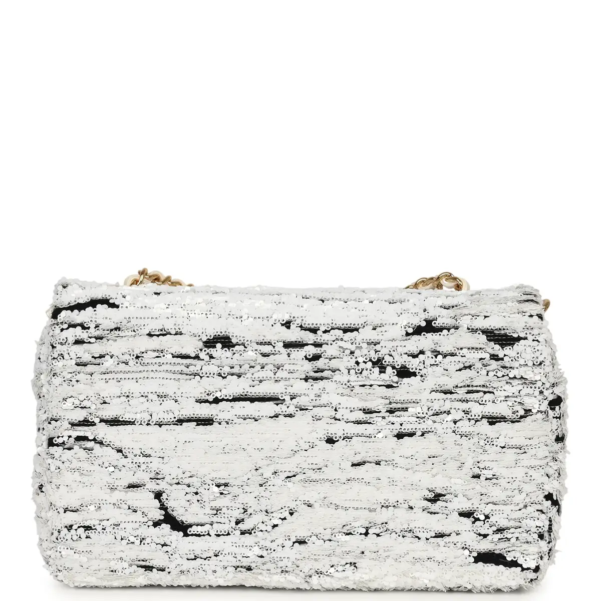Chanel Chanel Mini Rectangular Flap Bag White, Black Sequins Gold Hardware | Thumbnail 4 Chanel Chanel Mini Rectangular Flap Bag White, Black Sequins Gold Hardware | Thumbnail 4