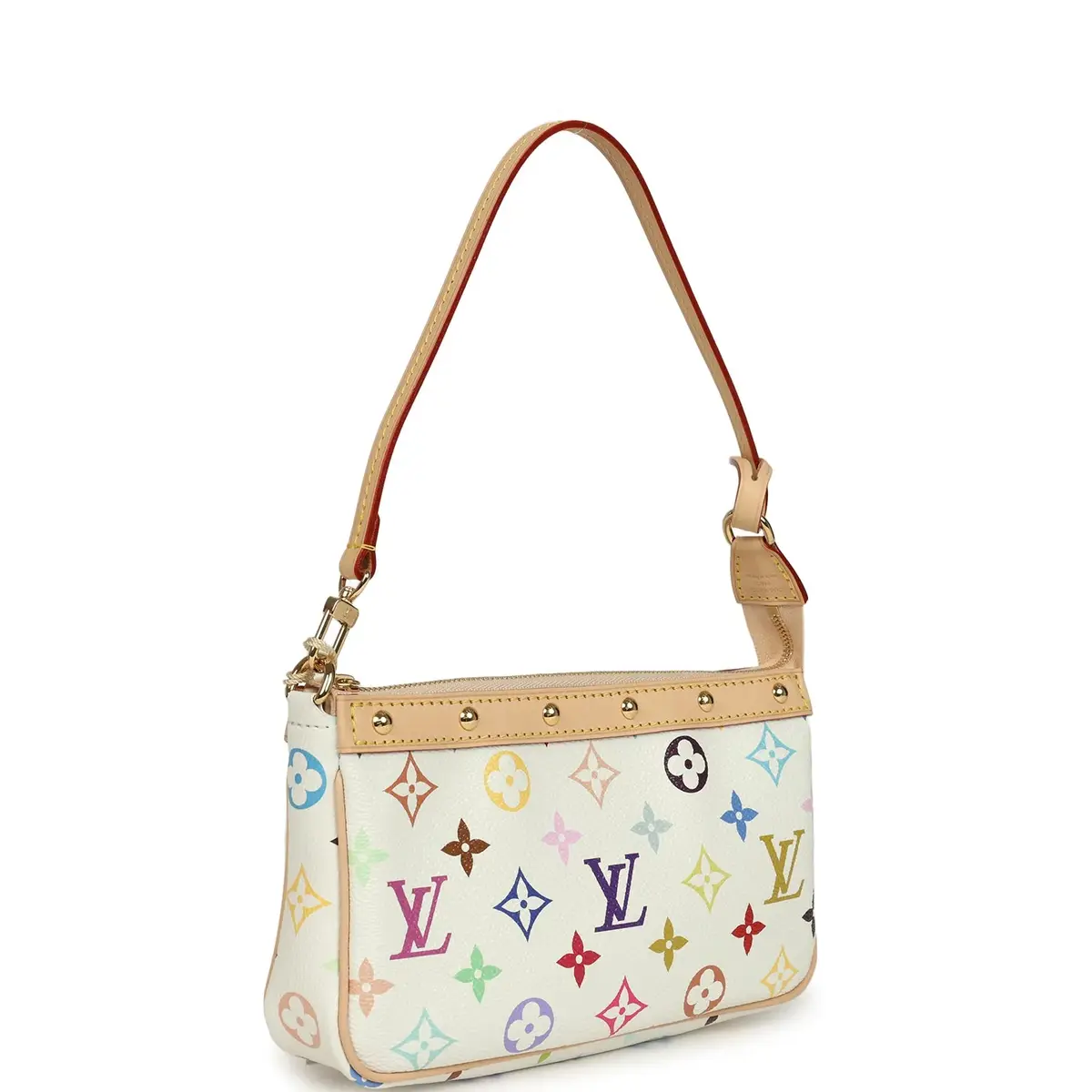 Louis Vuitton Louis Vuitton X Takashi Murakami Pochette Accessories White Multicolored Monogram Gold Hardware | Thumbnail 2 Louis Vuitton Louis Vuitton X Takashi Murakami Pochette Accessories White Multicolored Monogram Gold Hardware | Thumbnail 2