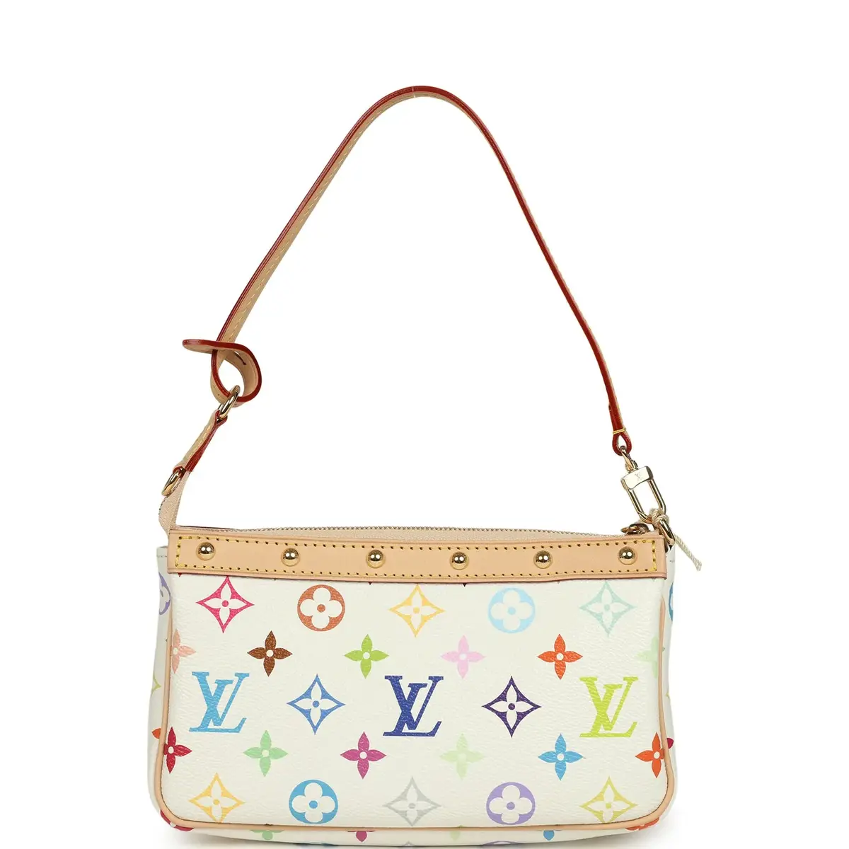 Louis Vuitton Louis Vuitton X Takashi Murakami Pochette Accessories White Multicolored Monogram Gold Hardware | Thumbnail 4 Louis Vuitton Louis Vuitton X Takashi Murakami Pochette Accessories White Multicolored Monogram Gold Hardware | Thumbnail 4
