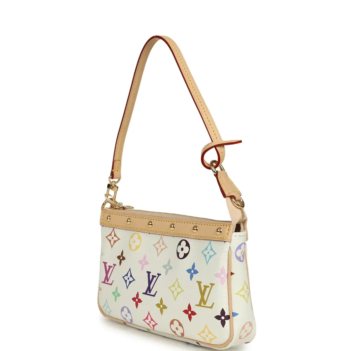 Louis Vuitton Louis Vuitton X Takashi Murakami Pochette Accessories White Multicolored Monogram Gold Hardware | Thumbnail 5 Louis Vuitton Louis Vuitton X Takashi Murakami Pochette Accessories White Multicolored Monogram Gold Hardware | Thumbnail 5