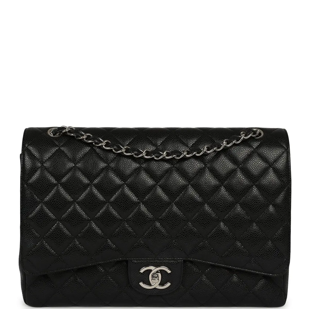 Chanel Pre-owned Chanel Maxi Classic Double Flap Bag Black Caviar Silver Hardware | Image 1 Chanel Pre-owned Chanel Maxi Classic Double Flap Bag Black Caviar Silver Hardware | Image 1