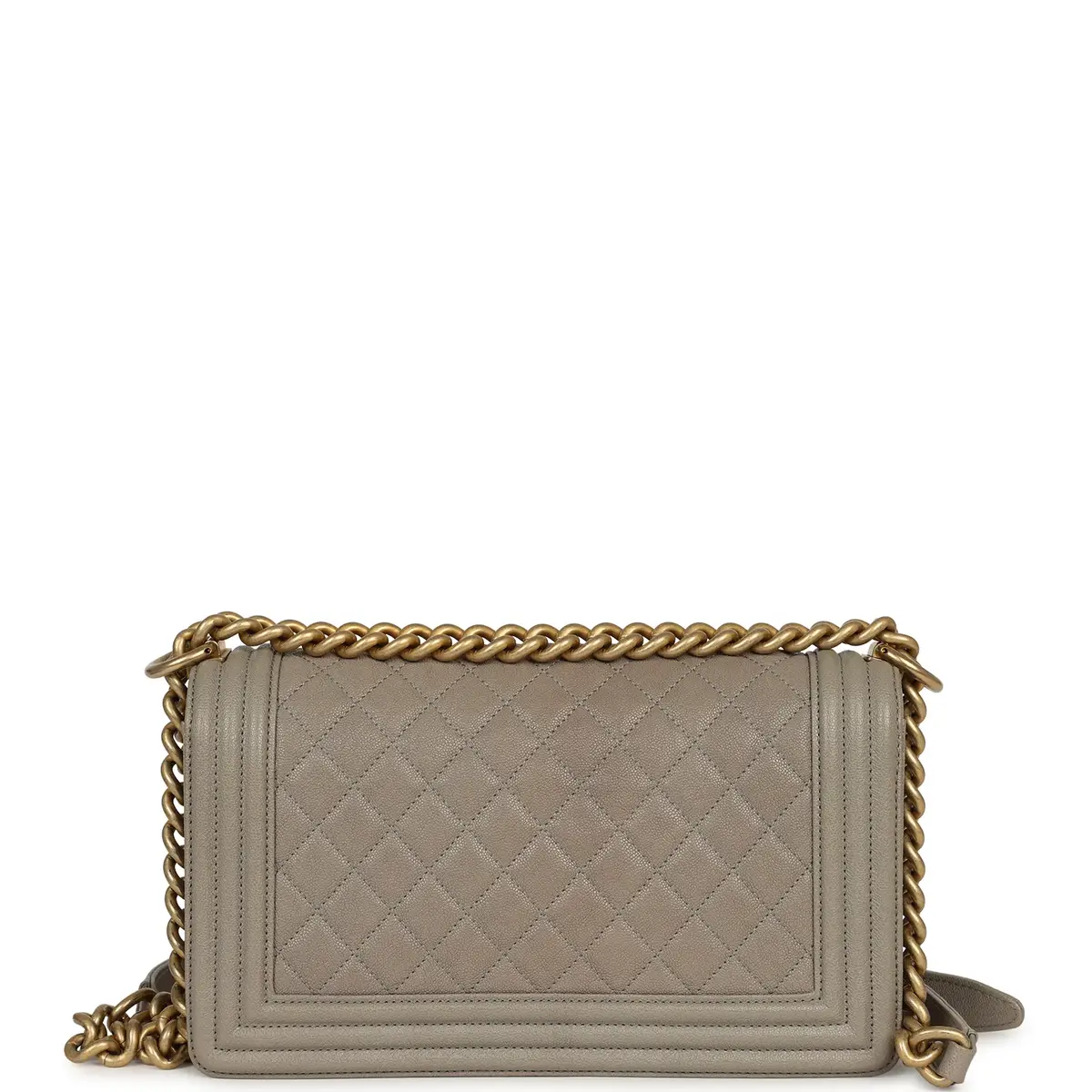Chanel Pre-owned Chanel Medium Boy Bag Grey Caviar Antique Gold Hardware | Thumbnail 4 Chanel Pre-owned Chanel Medium Boy Bag Grey Caviar Antique Gold Hardware | Thumbnail 4