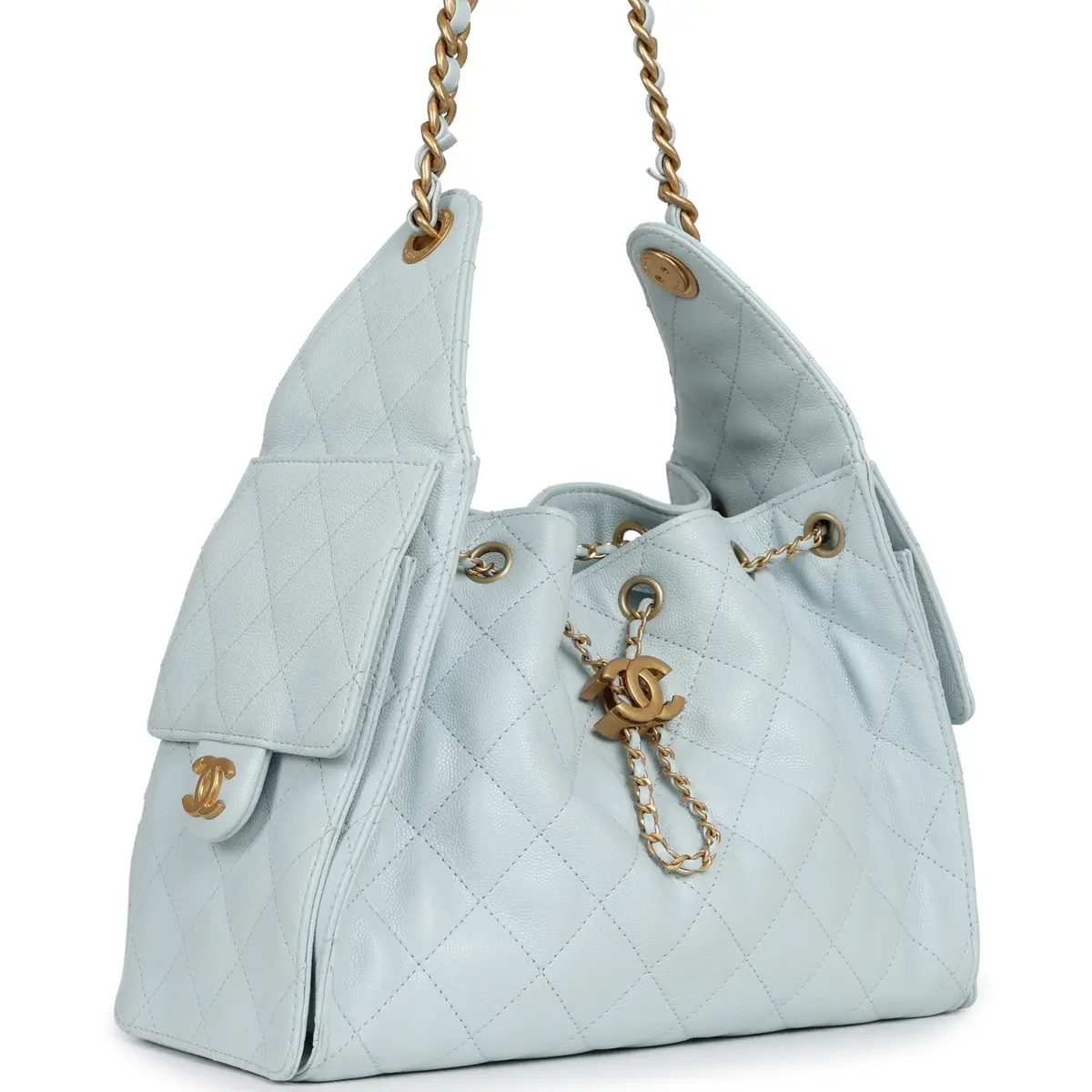 Chanel Pre-owned Chanel Small 25 Hobo Bag Light Blue Caviar Antique Gold Hardware | Thumbnail 2 Chanel Pre-owned Chanel Small 25 Hobo Bag Light Blue Caviar Antique Gold Hardware | Thumbnail 2
