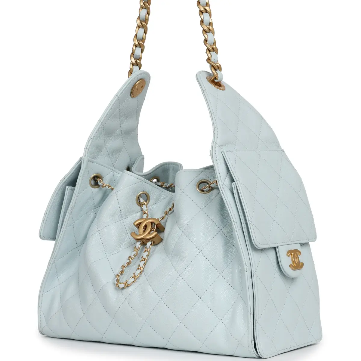 Chanel Pre-owned Chanel Small 25 Hobo Bag Light Blue Caviar Antique Gold Hardware | Thumbnail 5 Chanel Pre-owned Chanel Small 25 Hobo Bag Light Blue Caviar Antique Gold Hardware | Thumbnail 5