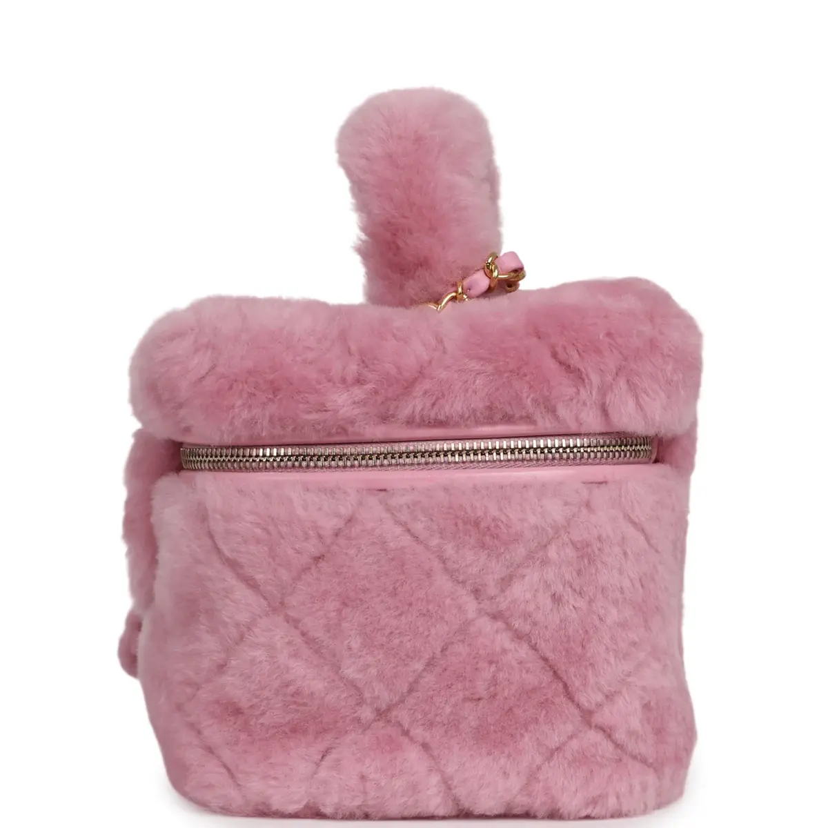 Chanel Pre-owned Chanel Small Top Handle Square Vanity Case With Chain Pink Shearling Lambskin Gold Hardware | Thumbnail 3 Chanel Pre-owned Chanel Small Top Handle Square Vanity Case With Chain Pink Shearling Lambskin Gold Hardware | Thumbnail 3