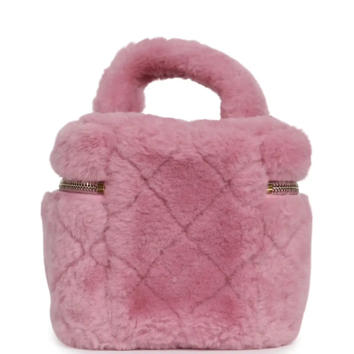 Chanel Pre-owned Chanel Small Top Handle Square Vanity Case With Chain Pink Shearling Lambskin Gold Hardware | Thumbnail 4 Chanel Pre-owned Chanel Small Top Handle Square Vanity Case With Chain Pink Shearling Lambskin Gold Hardware | Thumbnail 4