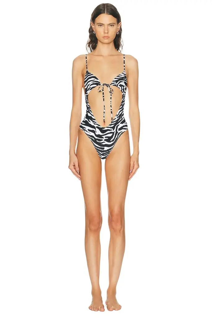 The Attico Zebra One Piece Swimsuit