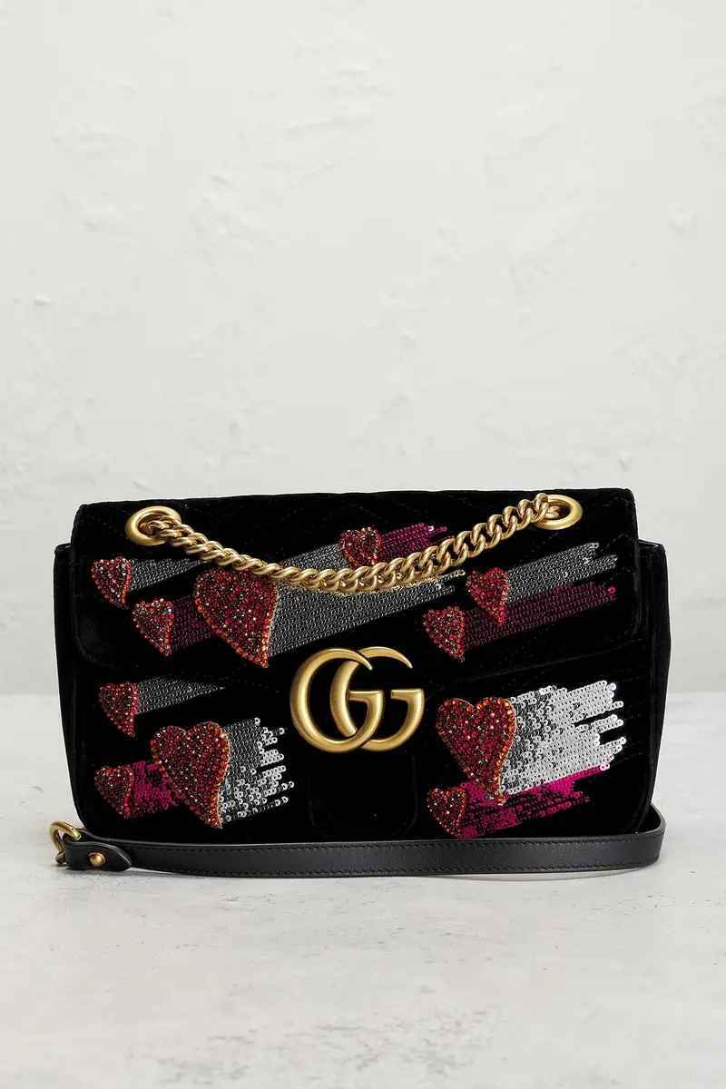 Gucci Gucci Embellished Velvet GG Marmont Shoulder Bag | Thumbnail 2 Gucci Gucci Embellished Velvet GG Marmont Shoulder Bag | Thumbnail 2