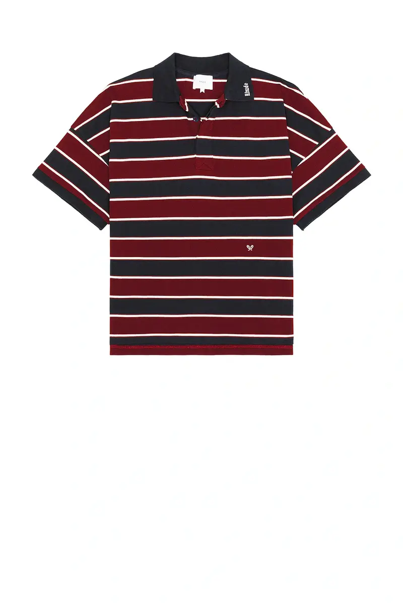 Rhude Fontaine Striped Short Sleeve Polo Shirt | Thumbnail 4 Rhude Fontaine Striped Short Sleeve Polo Shirt | Thumbnail 4