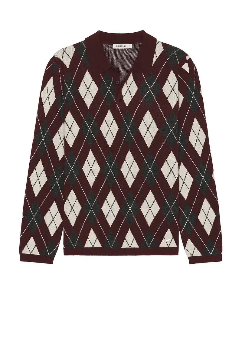 Simkhai Callum Cashmere Argyle Polo | Thumbnail 4 Simkhai Callum Cashmere Argyle Polo | Thumbnail 4