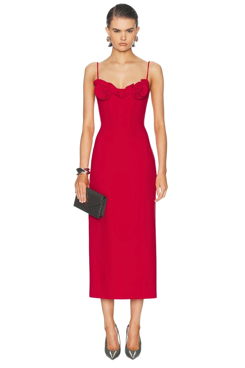 Floral Applique Midi Dress Floral Applique Midi Dress