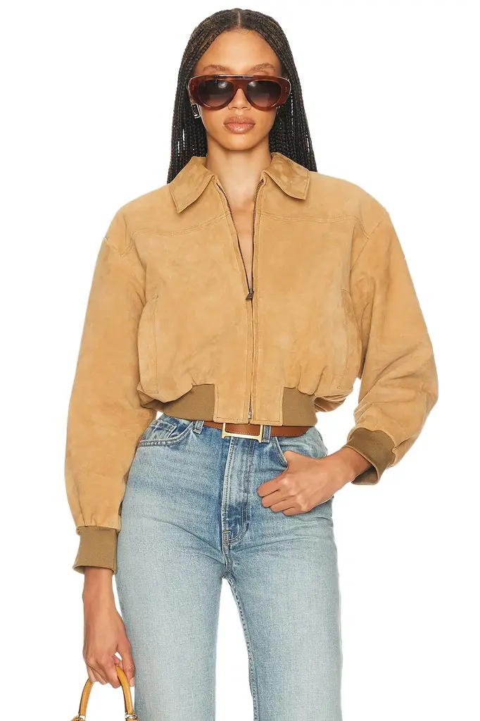 Helsa The Suede Zip Bomber | Image 1 Helsa The Suede Zip Bomber | Image 1