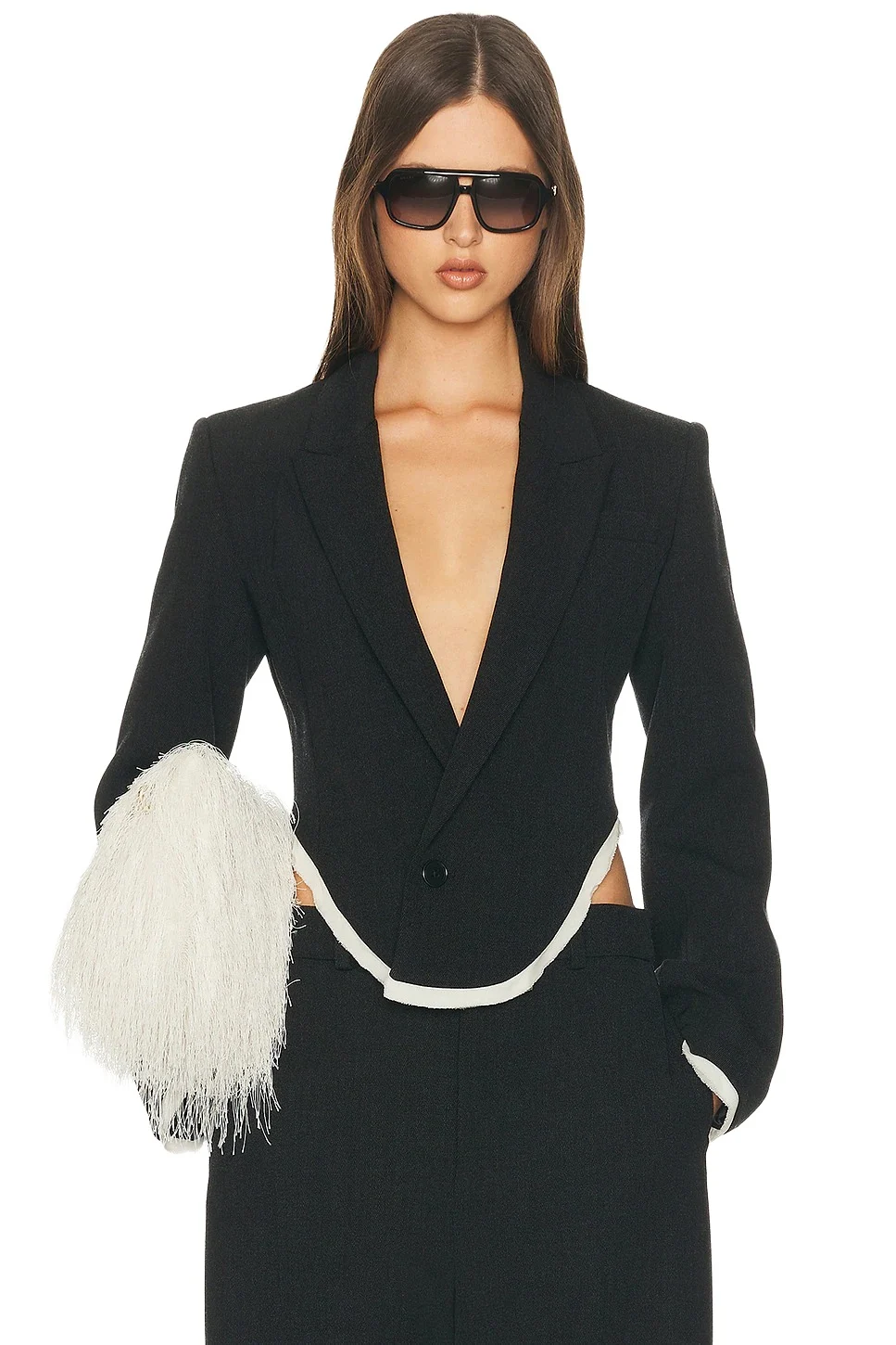 Devereux Blazer With Chiffon Edge Devereux Blazer With Chiffon Edge