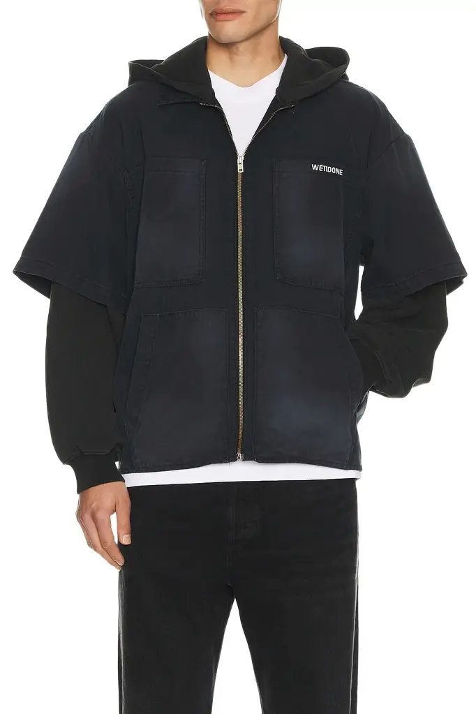We11Done Faded Layered Hoodie Jacket | Image 1 We11Done Faded Layered Hoodie Jacket | Image 1