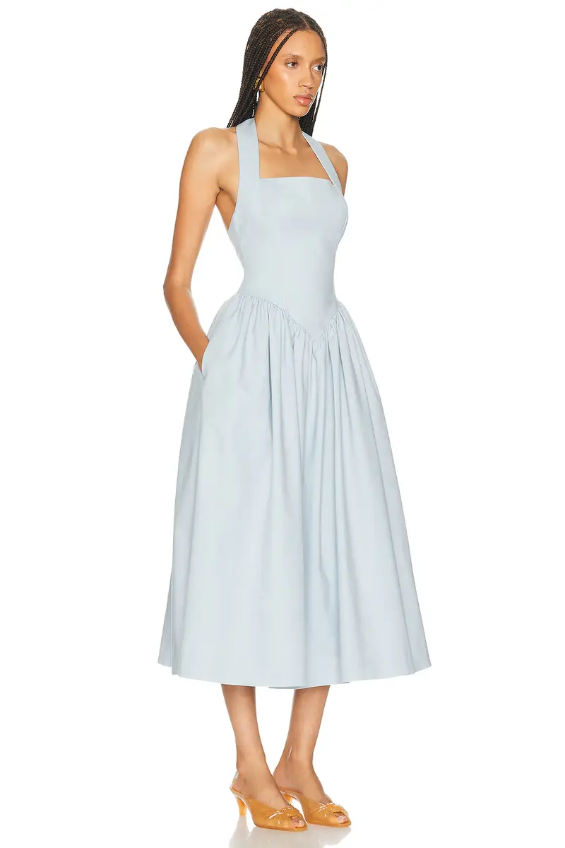 Helsa Faille Halter Midi Dress | Thumbnail 2