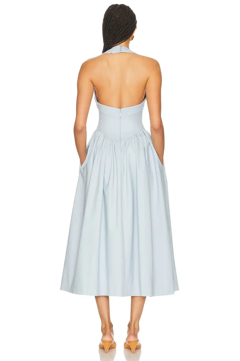 Helsa Faille Halter Midi Dress | Thumbnail 3