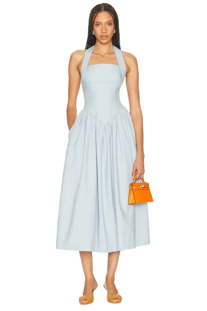 Helsa Faille Halter Midi Dress | Image 1 Helsa Faille Halter Midi Dress | Image 1