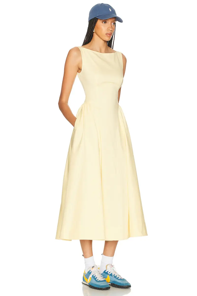 Helsa Stretch Cotton Sateen Midi Dress | Thumbnail 2 Helsa Stretch Cotton Sateen Midi Dress | Thumbnail 2
