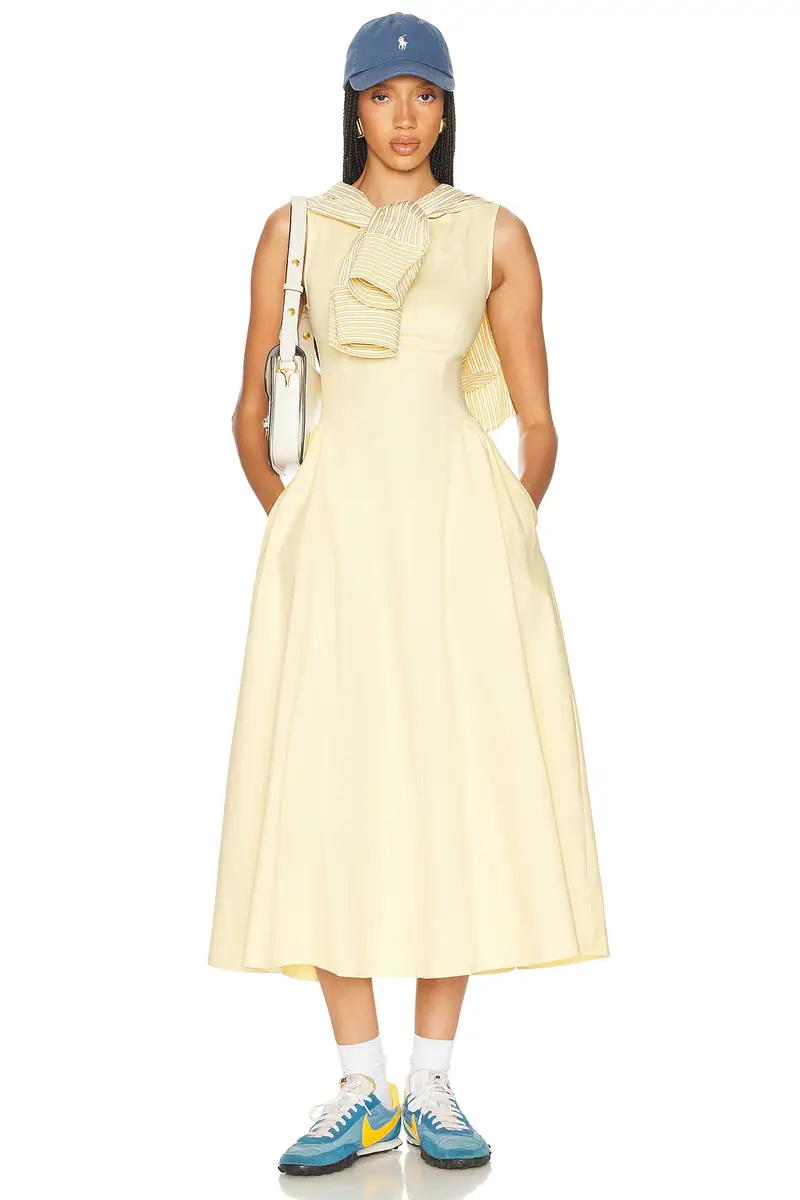 Helsa Stretch Cotton Sateen Midi Dress | Thumbnail 4 Helsa Stretch Cotton Sateen Midi Dress | Thumbnail 4