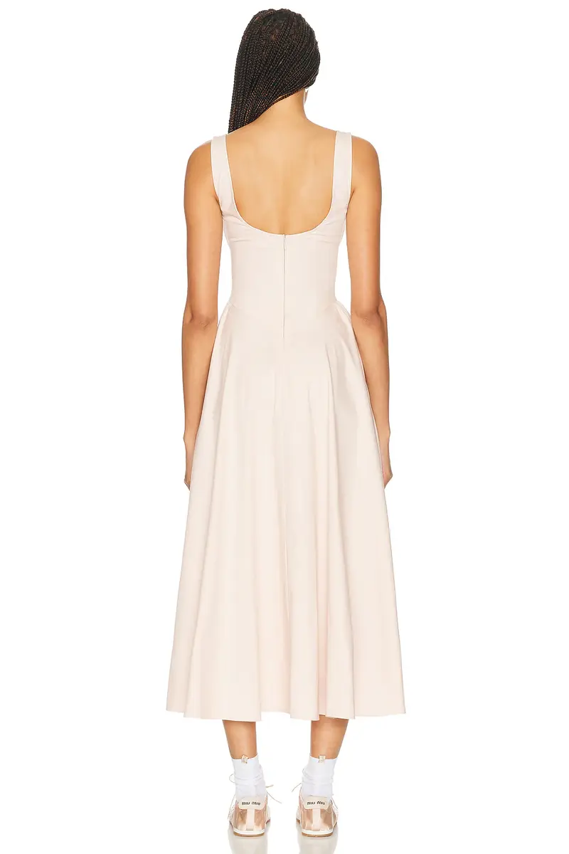 Helsa Stretch Cotton Sateen Midi Dress | Thumbnail 3 Helsa Stretch Cotton Sateen Midi Dress | Thumbnail 3