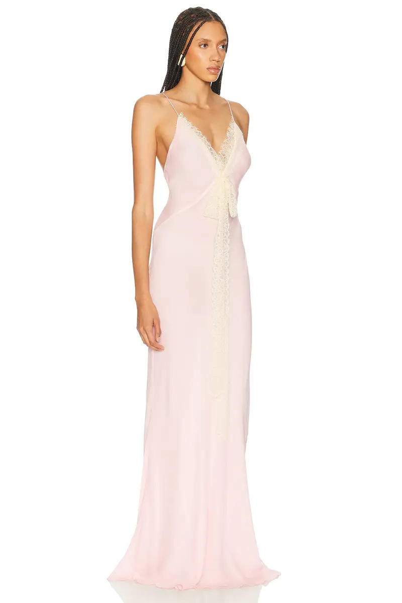 Helsa Sheer Georgette Gown With Lace | Thumbnail 2 Helsa Sheer Georgette Gown With Lace | Thumbnail 2