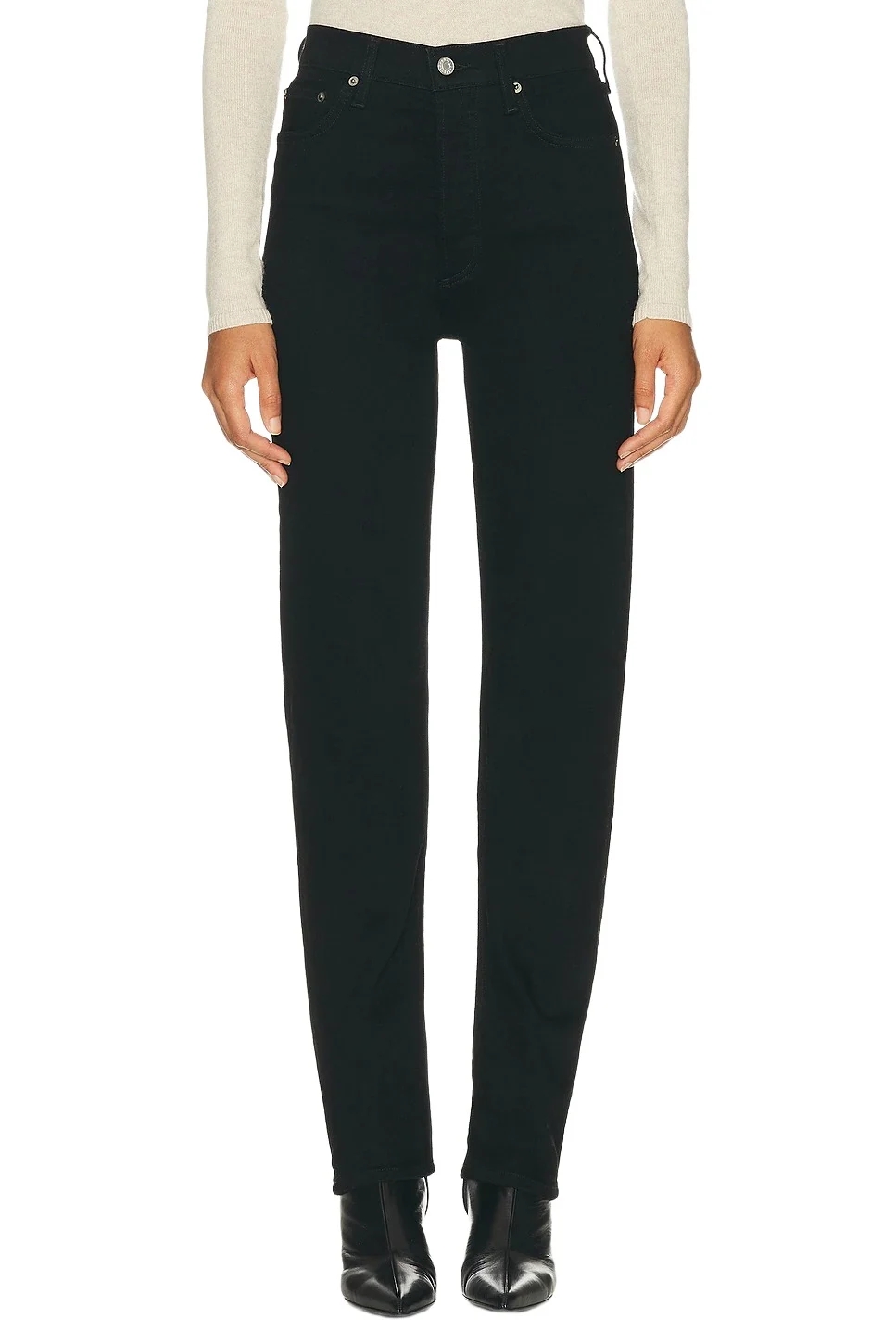 90s Pinch Waist Long High Rise Straight Jeans