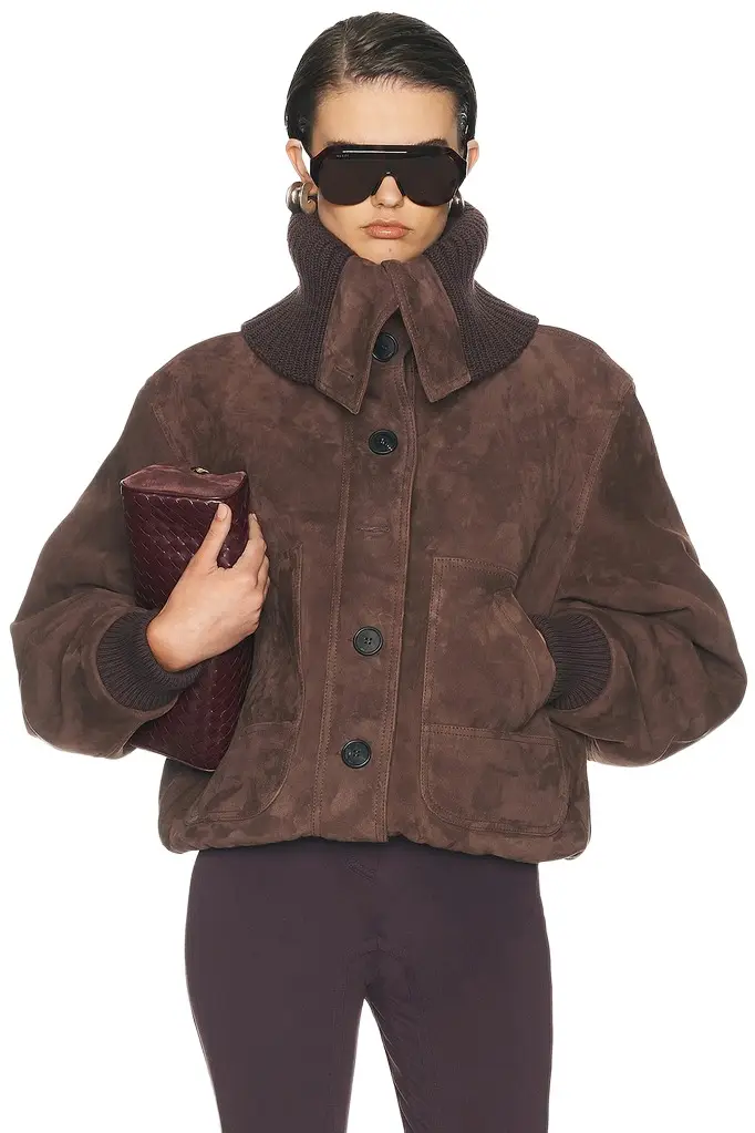 The Attico Suede Bomber Jacket | Image 1 The Attico Suede Bomber Jacket | Image 1