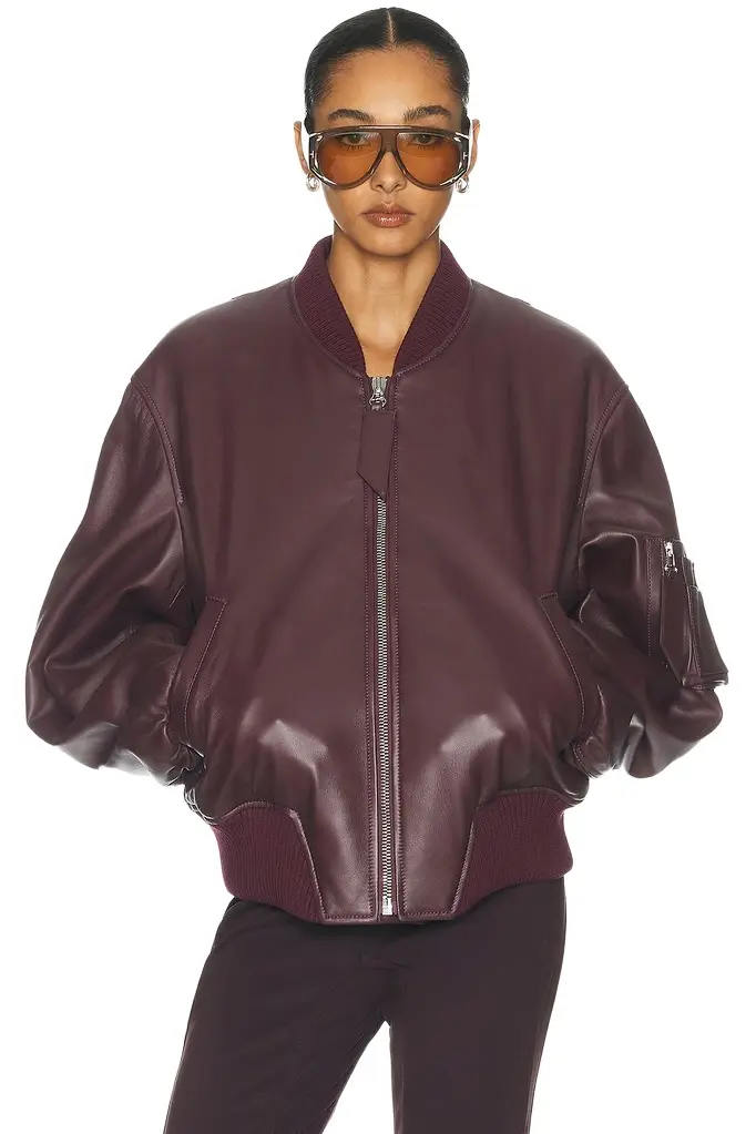 The Attico Leather Bomber Jacket | Image 1 The Attico Leather Bomber Jacket | Image 1