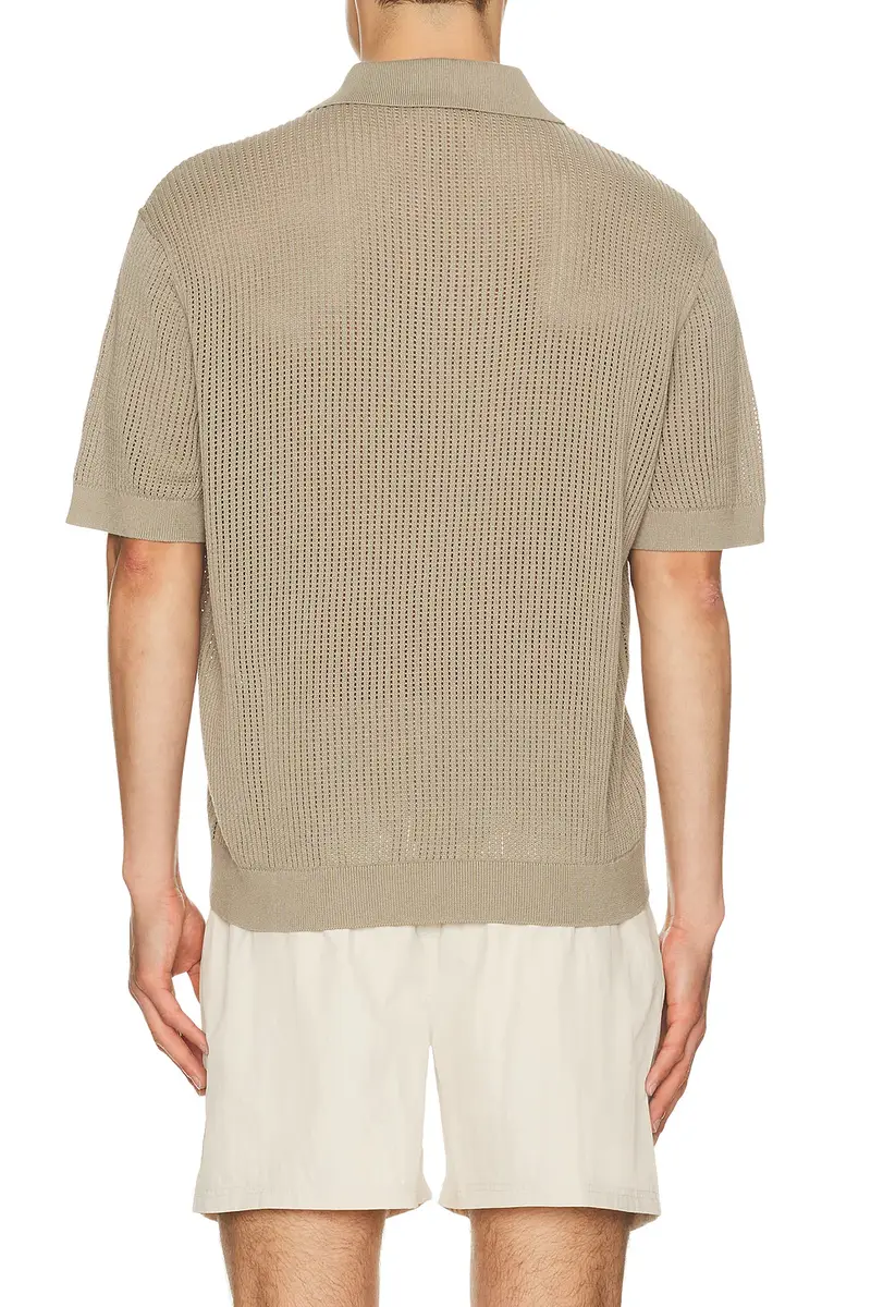 AUTO-REPLY Knit Mesh Johnny Collar Polo | Thumbnail 2 AUTO-REPLY Knit Mesh Johnny Collar Polo | Thumbnail 2