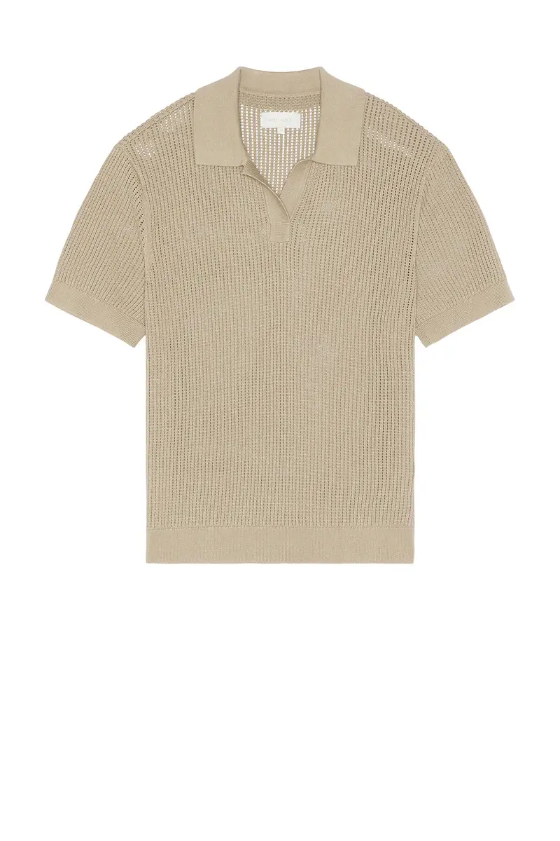 AUTO-REPLY Knit Mesh Johnny Collar Polo | Thumbnail 4 AUTO-REPLY Knit Mesh Johnny Collar Polo | Thumbnail 4