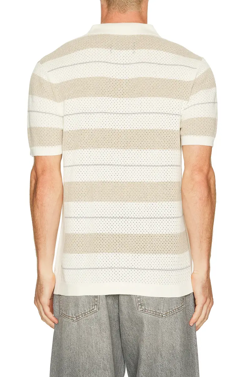 REIGNING CHAMP Cotton Linen Stripe Victor Polo | Thumbnail 2