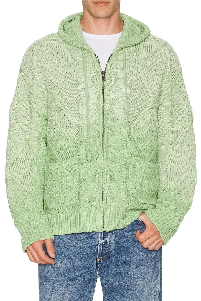 Found Found Zip Up Cable Knit Hoodie | Image 1 Found Found Zip Up Cable Knit Hoodie | Image 1