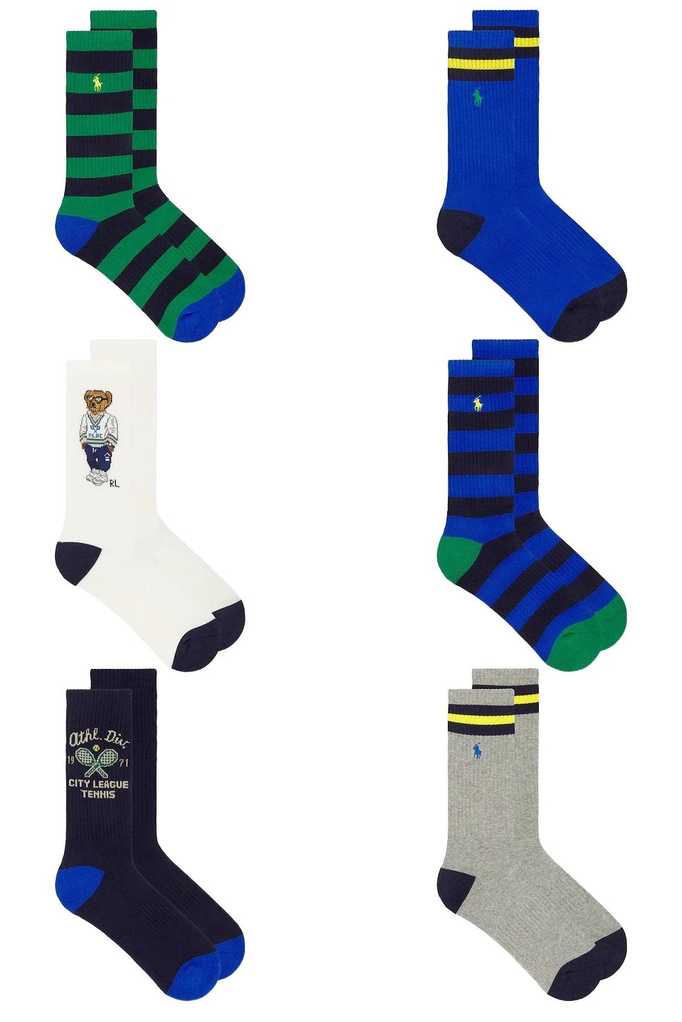 Polo Athletic Bear Socks 6-Pack Polo Athletic Bear Socks 6-Pack
