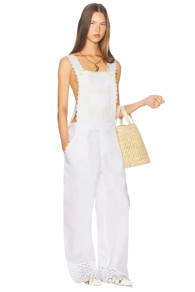 Helsa The Summer Overalls With Vintage Swiss Embroidery | Image 1 Helsa The Summer Overalls With Vintage Swiss Embroidery | Image 1
