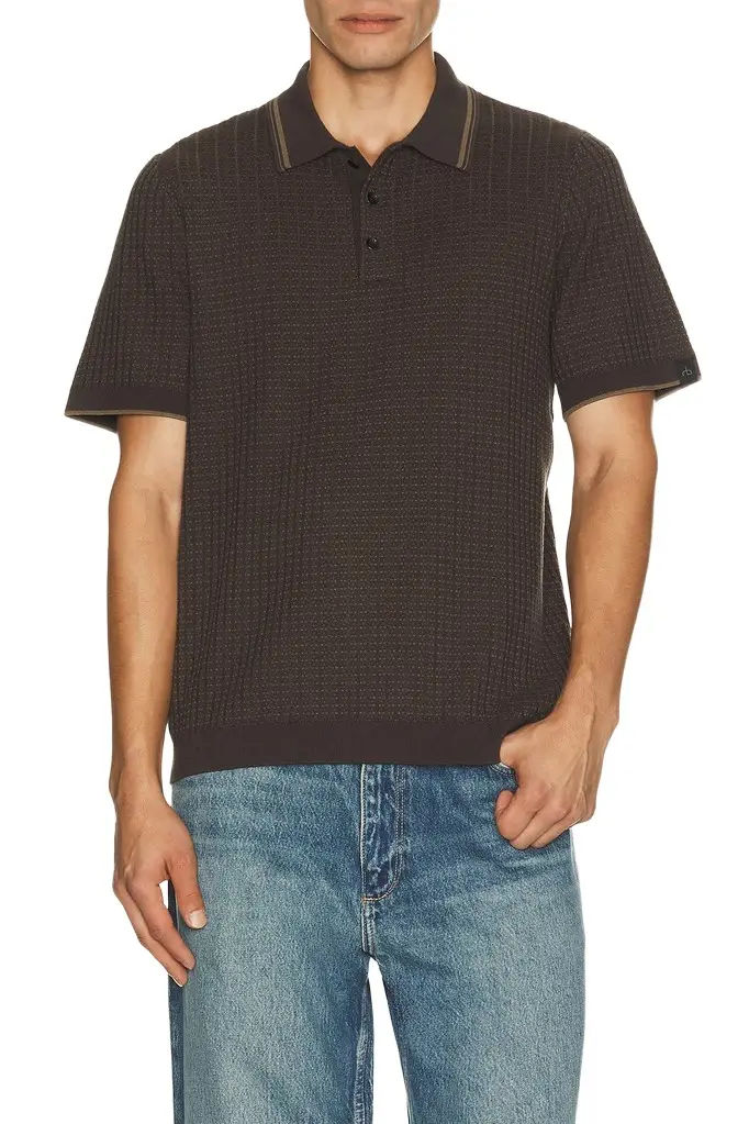 rag & bone Harvey Rib Polo Shirt | Image 1 rag & bone Harvey Rib Polo Shirt | Image 1