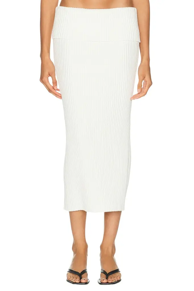 L'Academie Jordin Foldover Rib Midi Skirt
