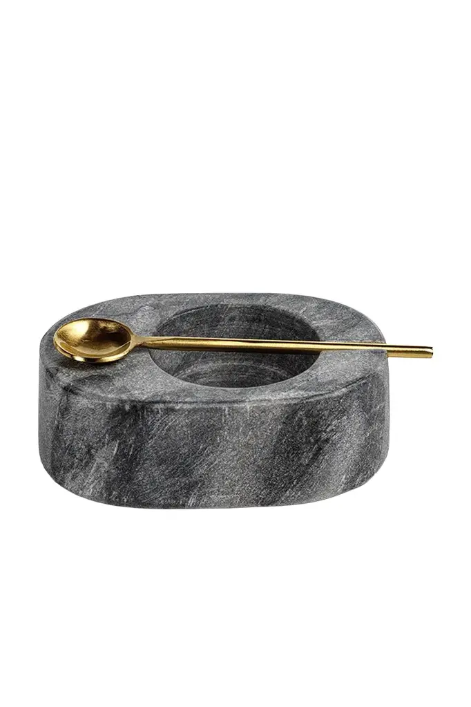 The Favorites Tuscan Marble Salt And Pepper Bowl With Gold Spoon
