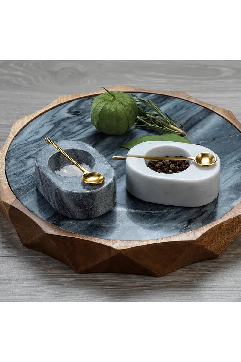 The Favorites Tuscan Marble Salt And Pepper Bowl With Gold Spoon | Thumbnail 2