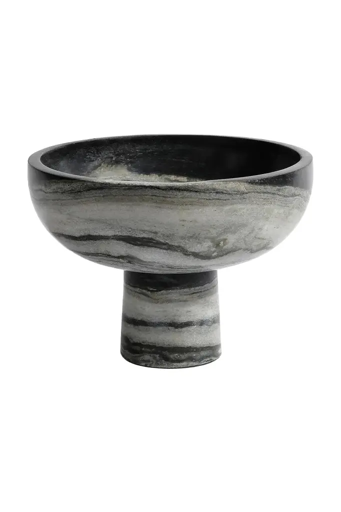 The Favorites Footed Bowl Black Panda Marble