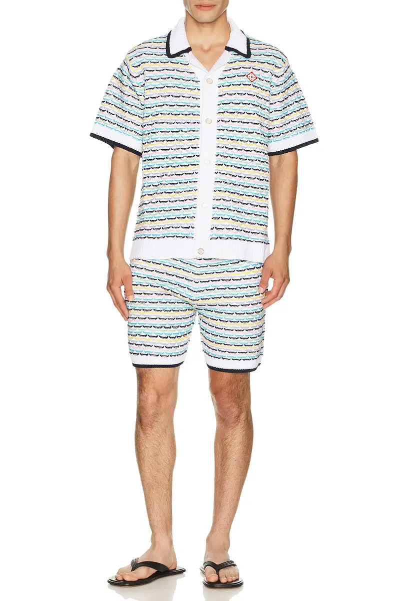 Casablanca Tuck Stitch Short Sleeve Shirt | Thumbnail 3