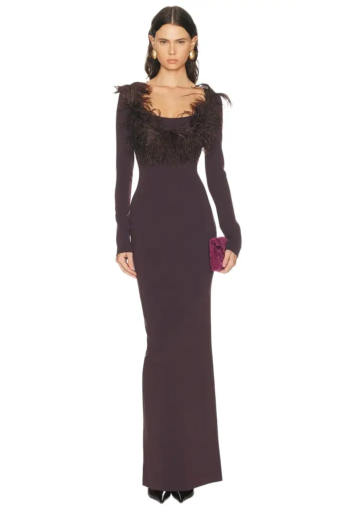 The Attico Long Feather Gown | Image 1 The Attico Long Feather Gown | Image 1