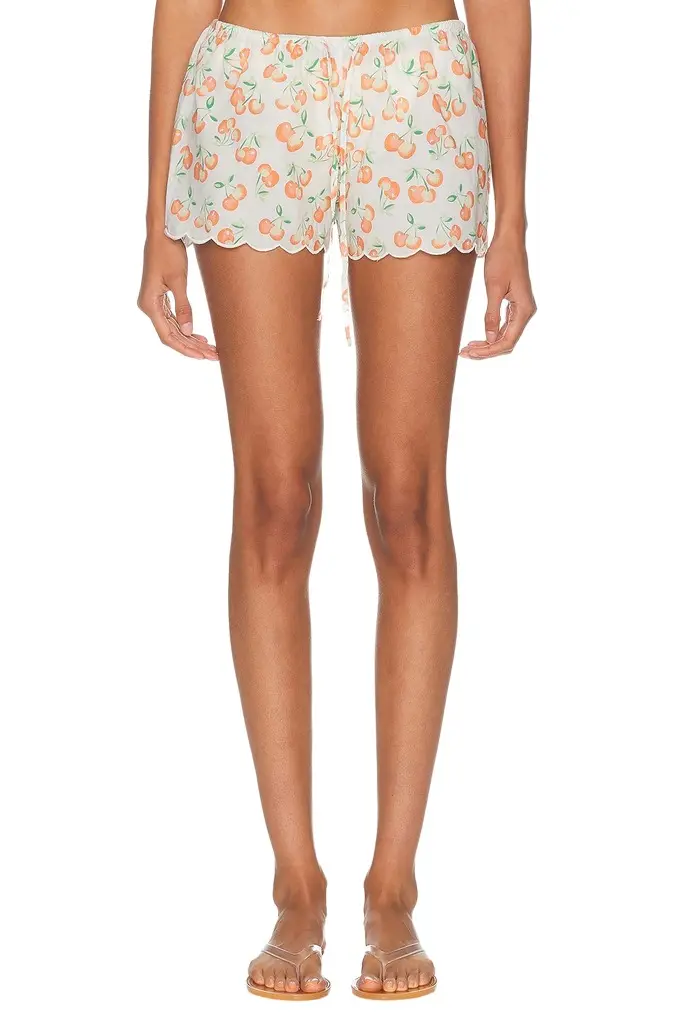Montce X Elsa Hosk Scalloped Low-rise Drawstring Short