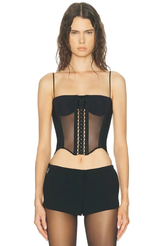 HAELO Layered Lace Up Corset Top
