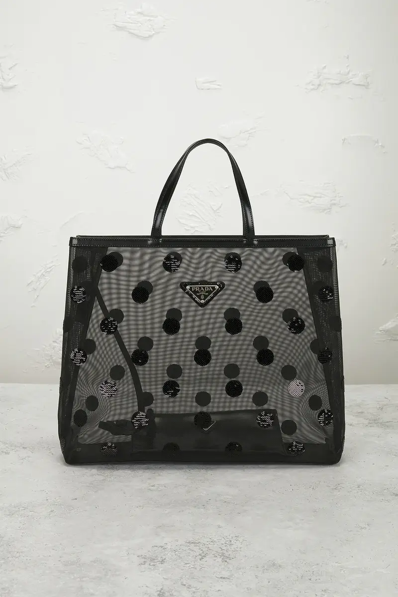 Prada Prada Polka Dot Sequined Mesh Tote Bag | Thumbnail 2 Prada Prada Polka Dot Sequined Mesh Tote Bag | Thumbnail 2